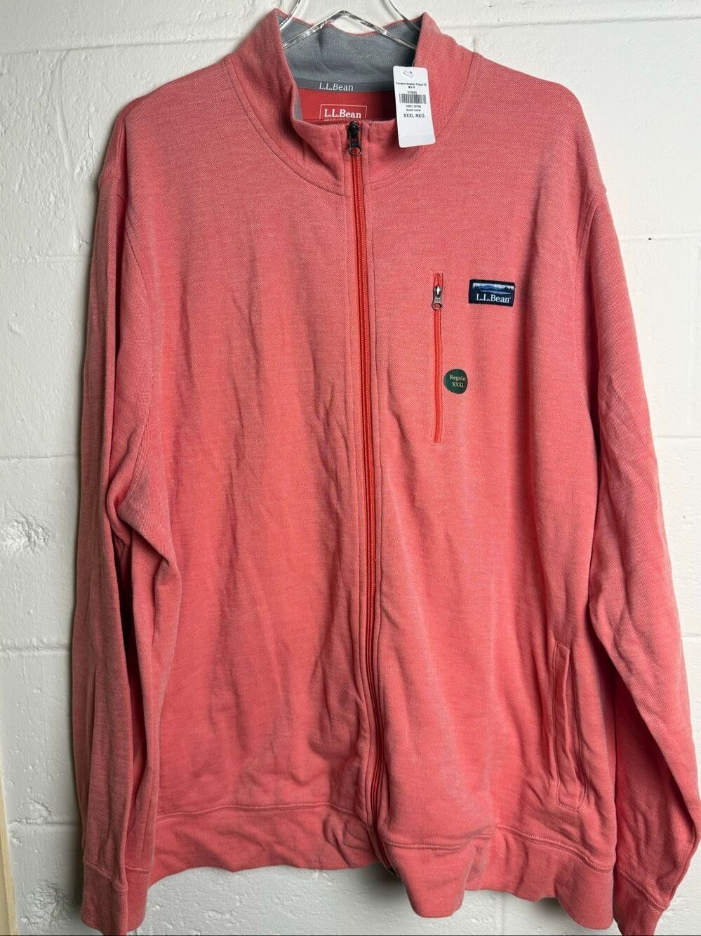 L.L.Bean Comfort Stretch Pique Full Zip Jacket Men’s XXXL Regular Sunlit Coral N